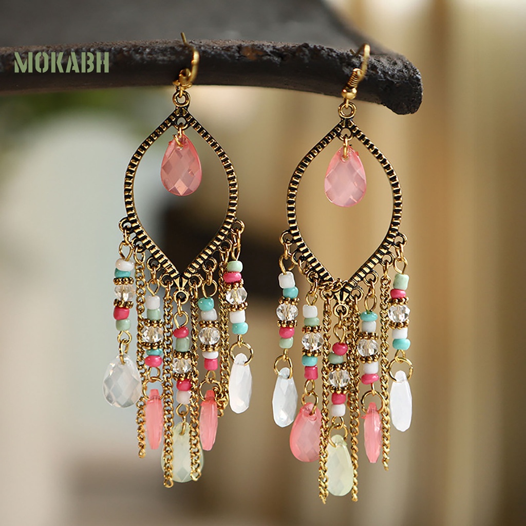 1 Đôi Bông Tai Hình Thác Nước Siêu Dài Phong Cách Bohemia Dành Cho Nữ