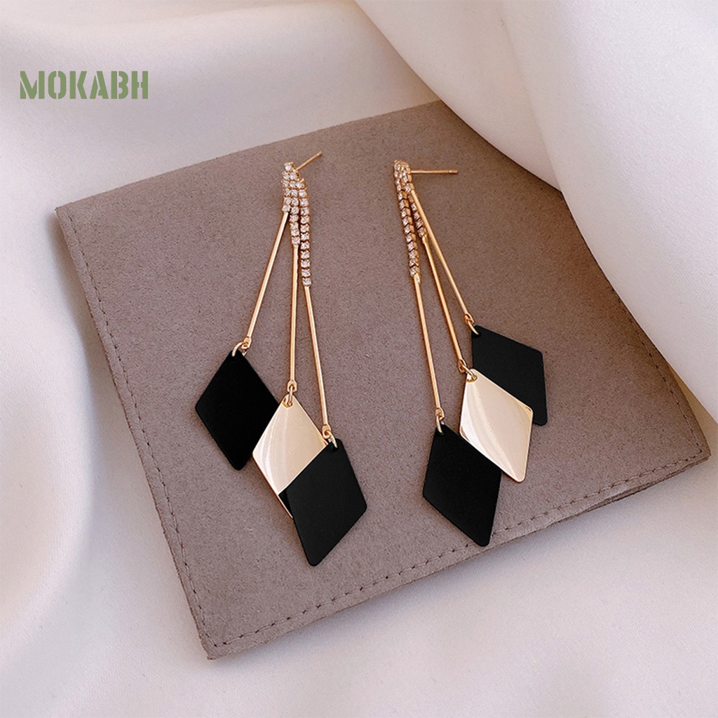 1 Cặp Bông Tai Tua Rua Đính Đá Màu Sắc Tương Phản Phong Cách Bohemian