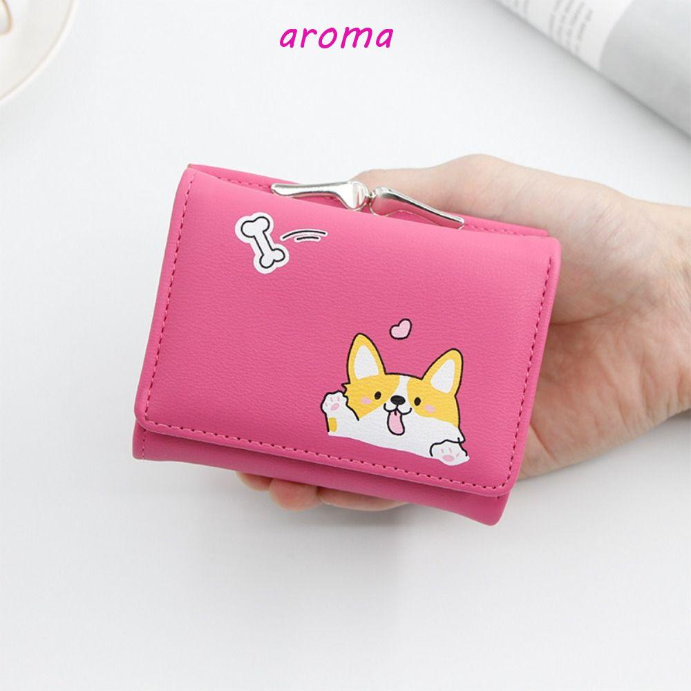 Ví Ngắn Dạng Gập Có Nhiều Ngăn Đựng Thẻ Đa Năng Inu Họa Tiết Hoạt Hình Shiba Inu Dành Cho Nữ