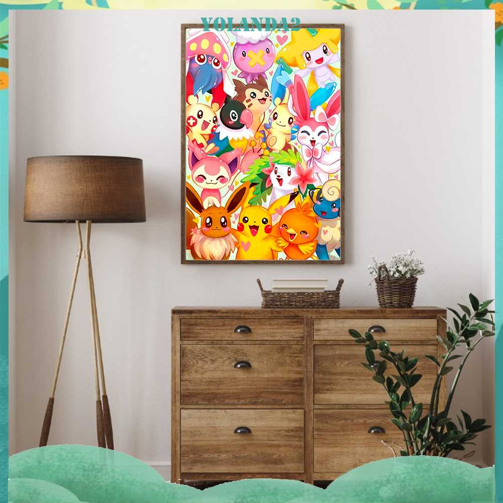 Tranh Đính Đá Kim Cương Toàn Bộ 5D DIY Hình Pokemon