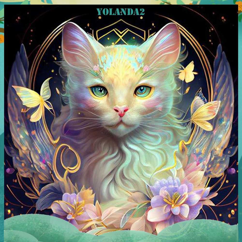 Tranh Đính Đá Kim Cương Toàn Bộ 5D DIY Hình Vẽ Mèo Trang Trí Nhà Cửa