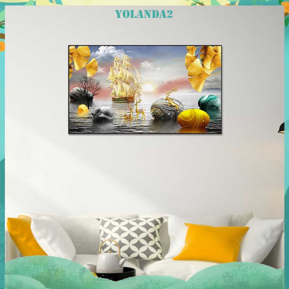 Tranh Đính Đá Kim Cương Toàn Bộ 5D DIY Hình Vẽ Hươu Ginkgo