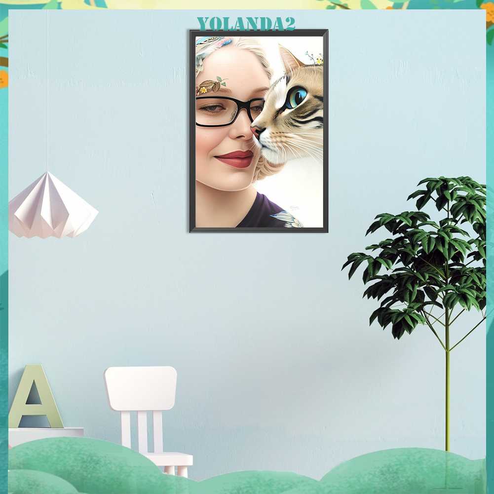 Tranh Đính Đá Kim Cương Toàn Bộ 5D DIY Hình Vẽ Mèo Trang Trí Nhà Cửa