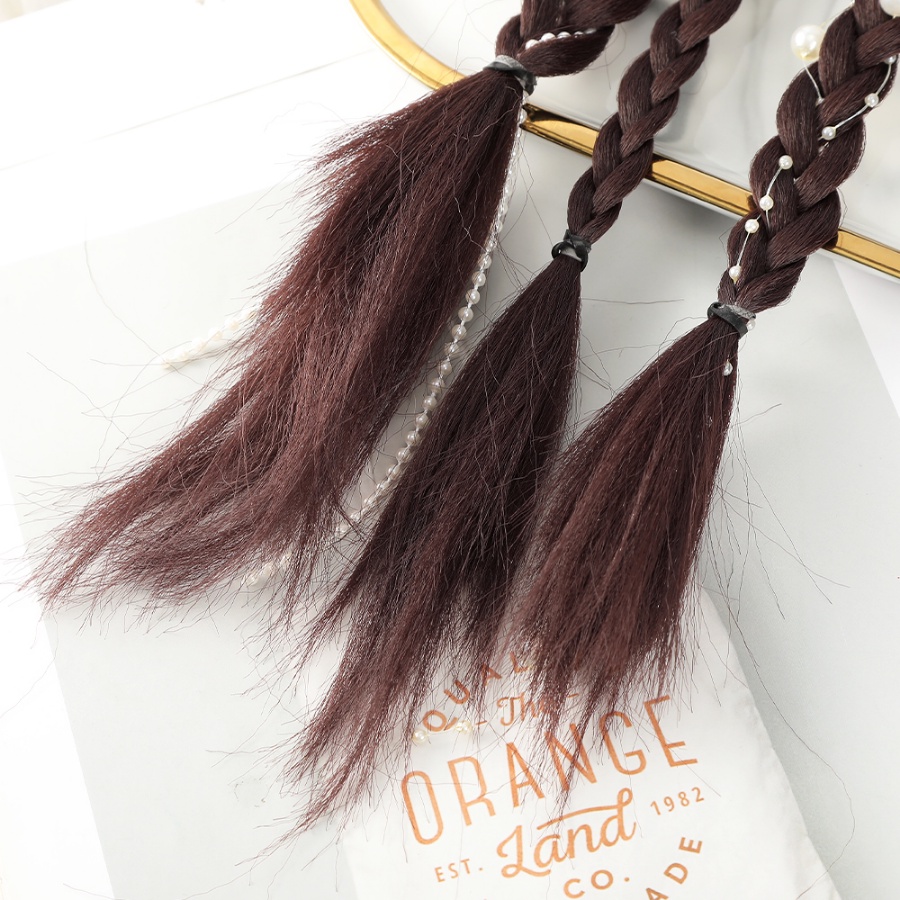 Dây Buộc Tóc Giả Thắt Bím Dài 44cm Đính Ngọc Trai Thời Trang Dành Cho Nữ