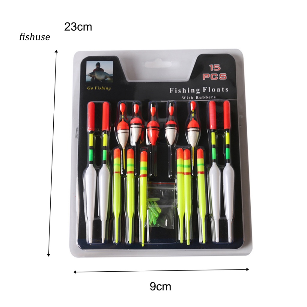 Set 15 Phao Câu Cá Dạng Đứng Trọng Lượng Nhẹ Tiện Dụng