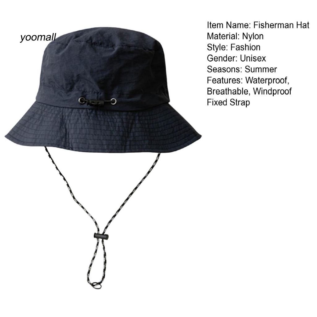 Nón Vành Tròn Màu Trơn Chống Gió Chống Nước Thoáng Khí Có Dây Cố Định Cho Nam Và Nữ