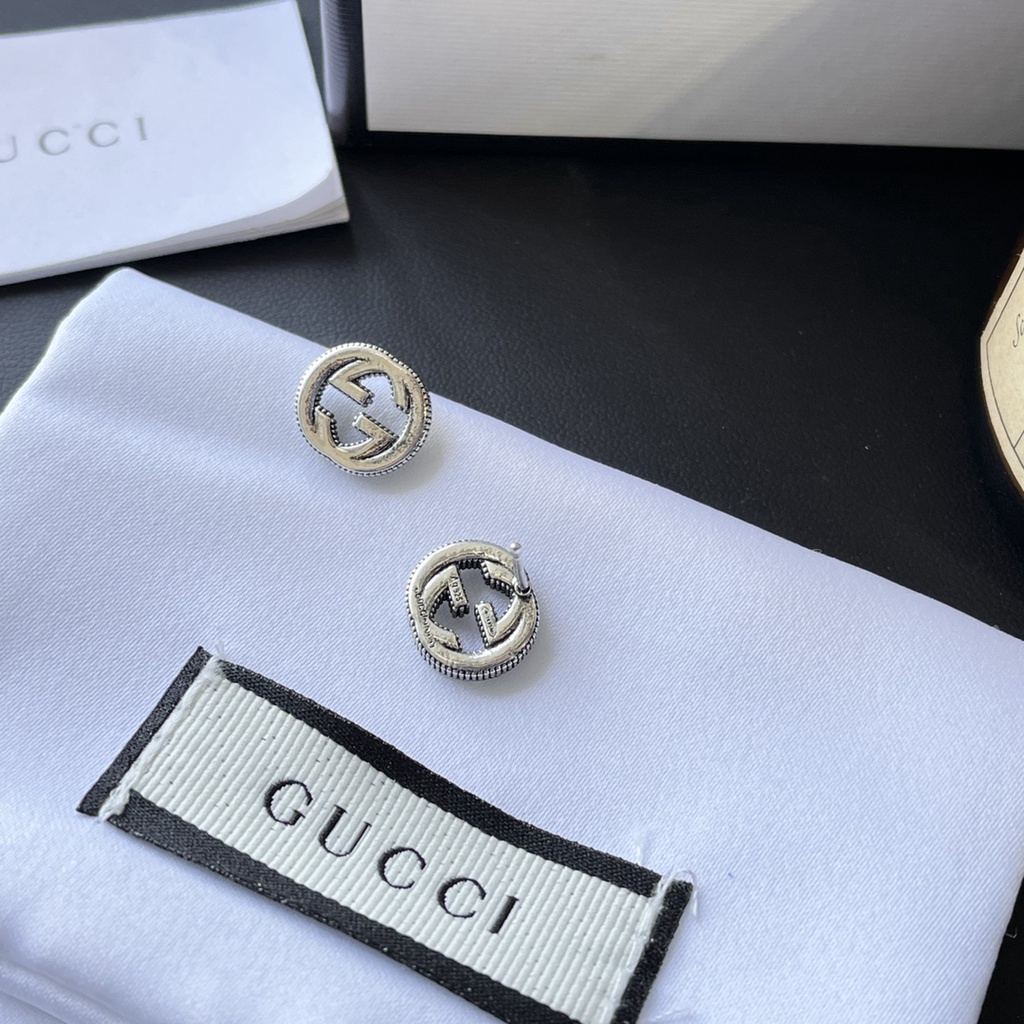 Bông Tai Gucci Bằng Thép Titan Chống Thấm Nước Không Gỉ Hình Logo GG Thời Trang Cho Nữ