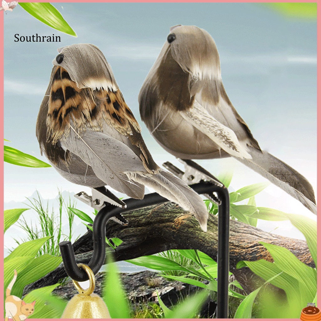 Chú Chim Sẻ Mắt 3D Bằng Kim Loại Gắn Lông Vũ Trang Trí Sân Vườn / Trong Nhà / Ngoài Trời