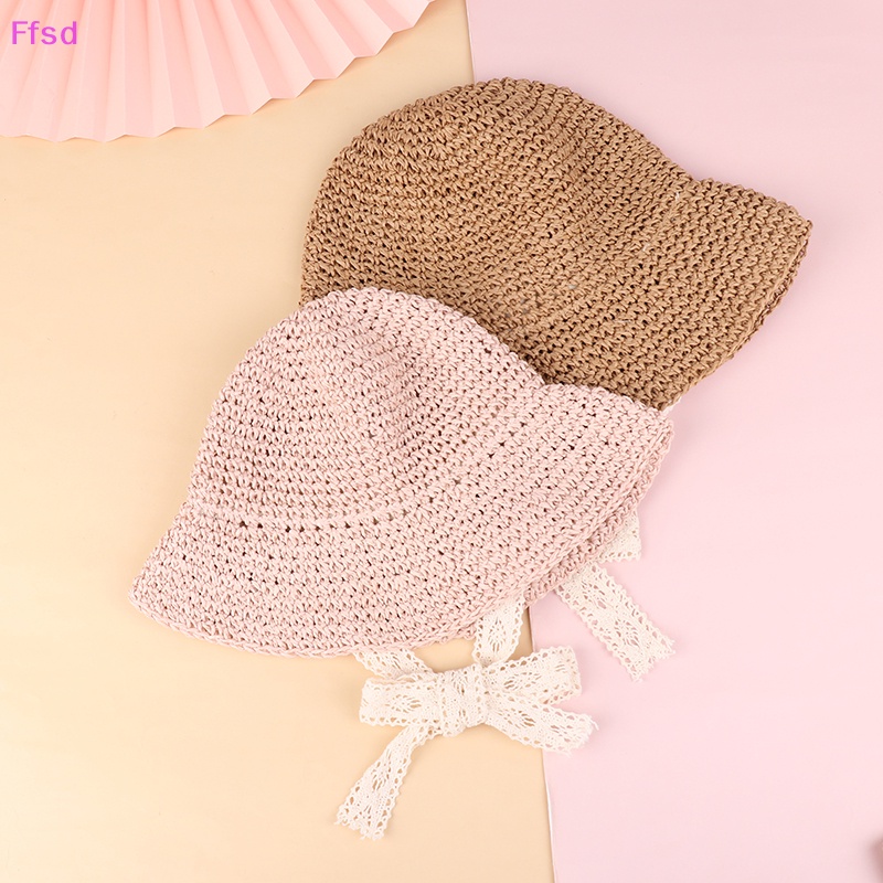 {Ffsd} Mũ Rơm Chống Nắng Mùa Xuân Buộc Dây Phối Ren Cho Bé Gái * Bán Chạy