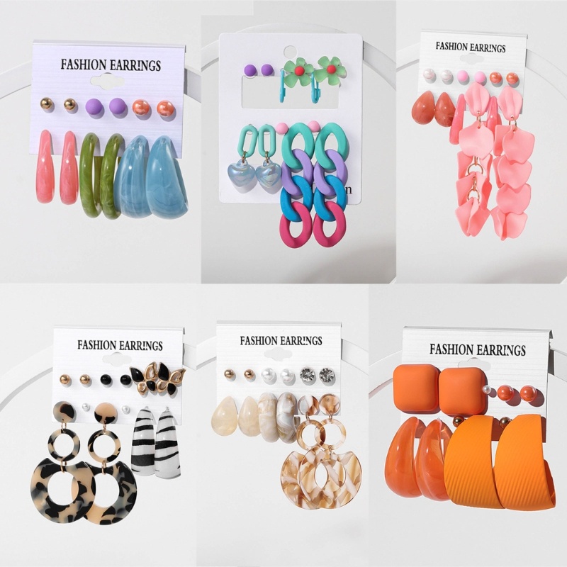 Bộ Khuyên Tai Dáng Thả Chất Liệu Acrylic Cho Nữ