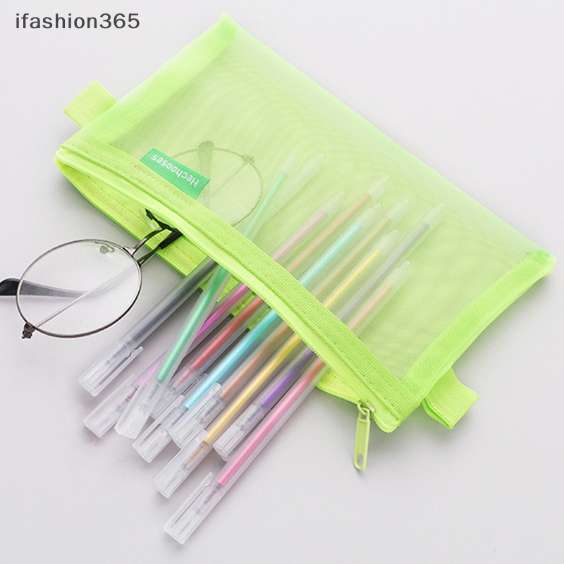 Túi Đựng Bút Dạng Lưới Trong Suốt Sức Chứa Lớn Có Khóa Kéo ifashion365