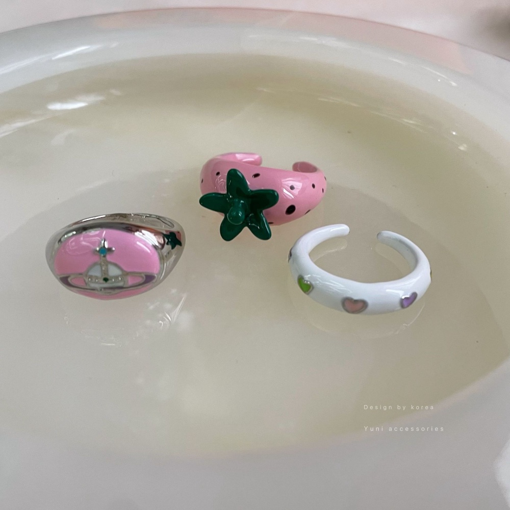 Nhẫn Hở Hình Quả Dâu / Cừu / Chó Mèo Nhiều Màu Kiểu Vintage Cá Tính