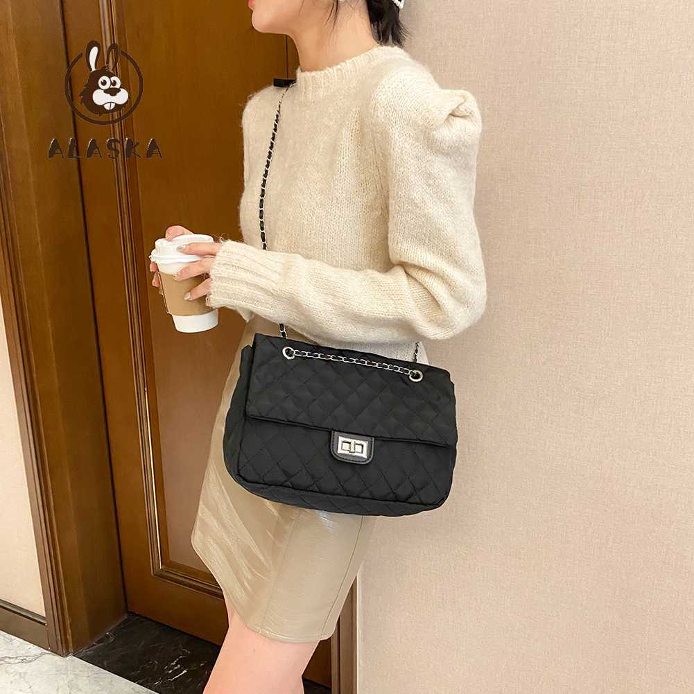 Túi Tote Đeo Vai Nylon Họa Tiết Kẻ Sọc Thời Trang JAU [alaska.vn]