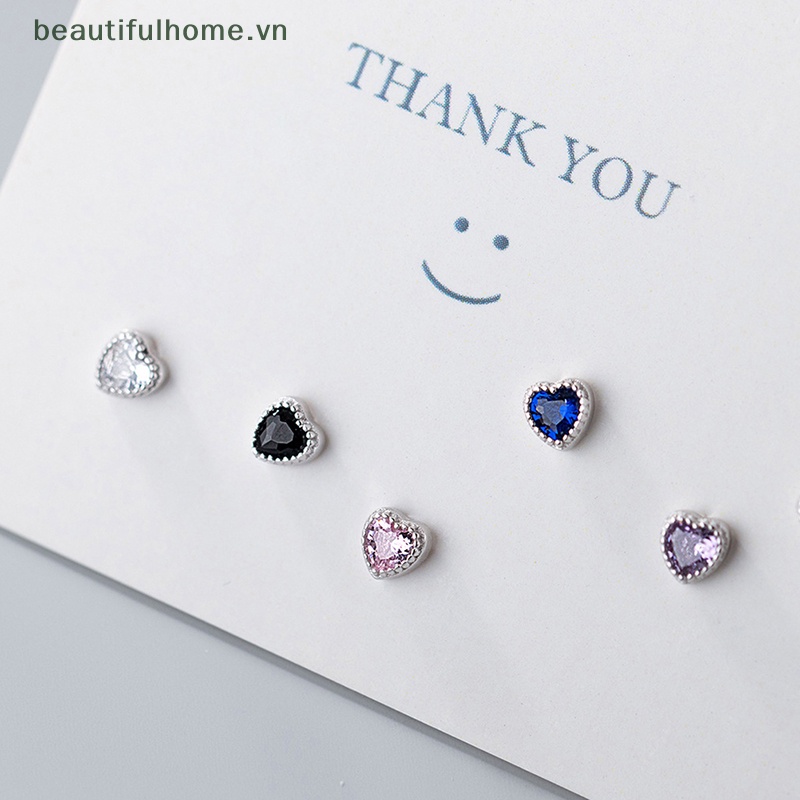 1 Đôi Bông Tai Hình Trái Tim Đính Đá Zircon Thời Trang Dành Cho Nữ