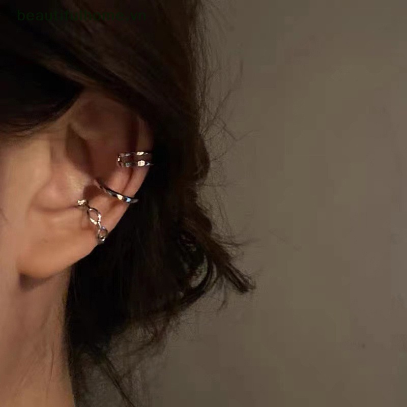 Set 3 Khuyên Tai Dạng Vòng Kẹp Sụn Giả Thời Trang Tối Giản Cho Nam Và Nữ