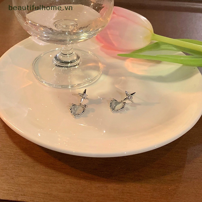 [beautifulhome] Bông Tai Đá Mắt Mèo Ngọt Ngào Thời Trang Hàn Quốc [beauty]