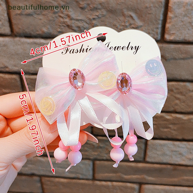 [beautifulhome] Kẹp Tóc Ruy Băng Bướm Đính Kim Cương Nhiều Màu Sắc Công Chúa Nhỏ Nhắn Cho Bé Gái [beauty Accessoires]