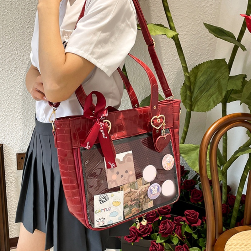 Túi Xách Đeo Dưới Cánh Tay Bằng PU Trong Suốt Phong Cách Nhật Bản