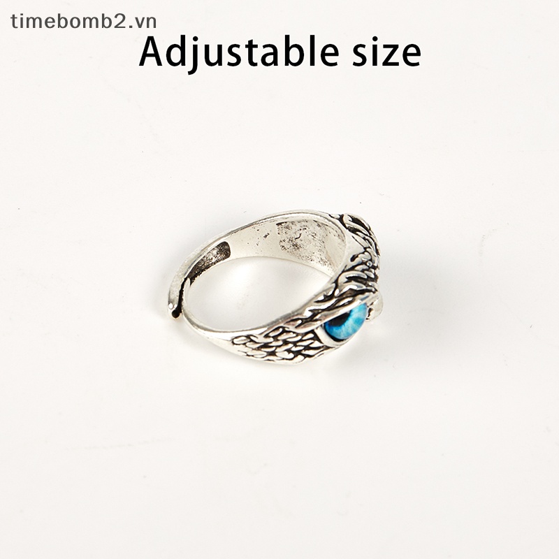 Nhẫn Đính Hôn Màu Sắc Bạc Khắc Hình Chim Cú Phong Cách Cổ Điển Dành Cho Nam Và Nữ