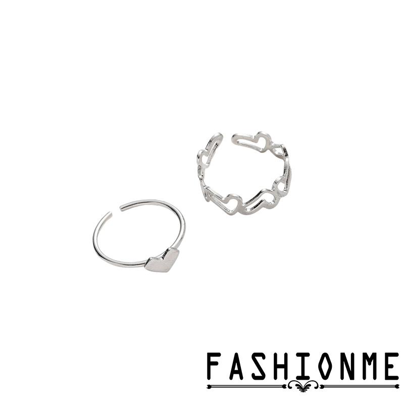 Nhẫn Cưới Màu Trơn Hở Hình Trái Tim Có Thể Điều Chỉnh Kích Thước