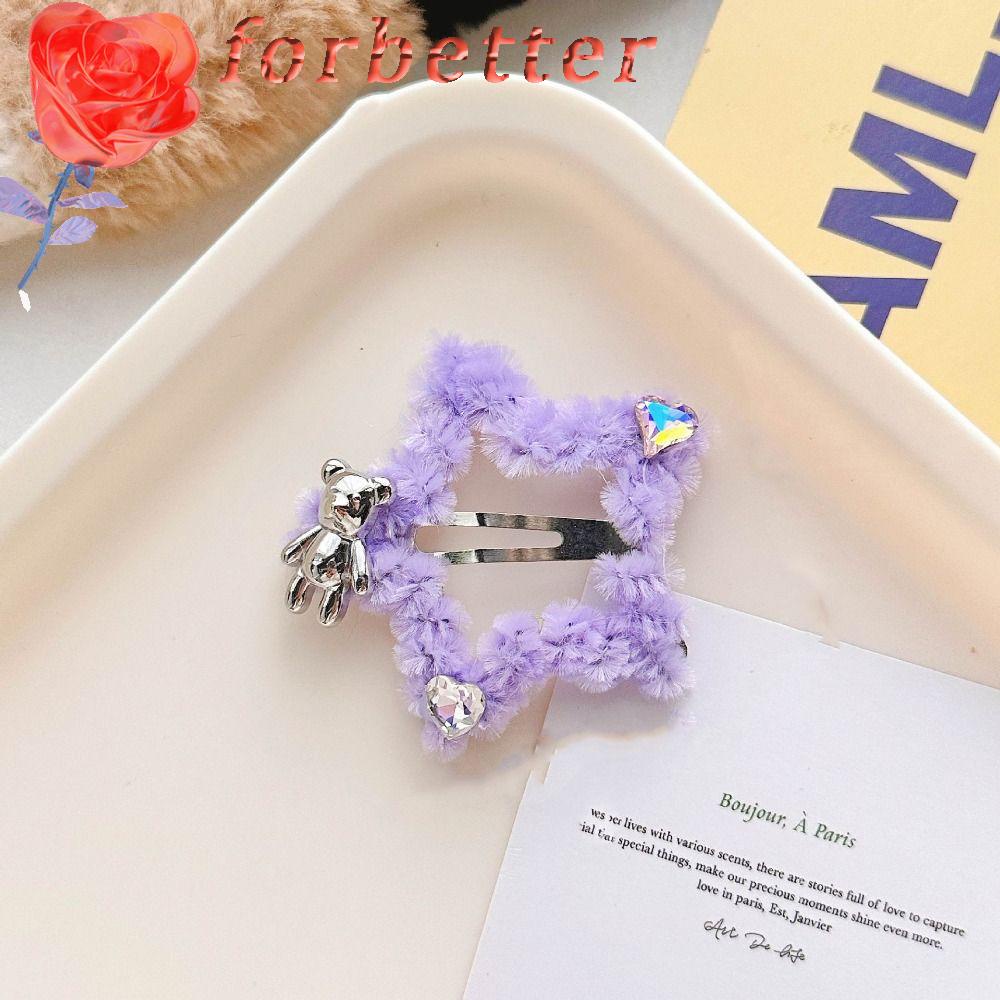 Kẹp Tóc Phủ Lông Thiết Kế Xinh Xắn Thời Trang Thu Đông Cho Nữ|Kẹp Tóc Hình Ngôi Sao