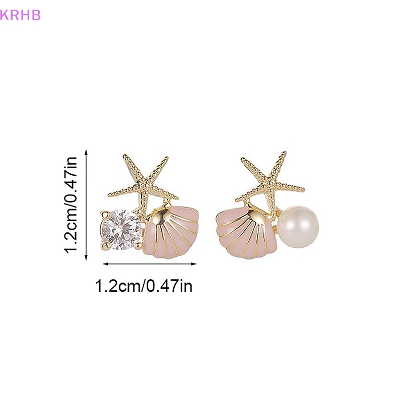 1 Đôi Khuyên Tai Nữ Hình Sao Biển Đính Ngọc Trai Xinh Xắn Mới