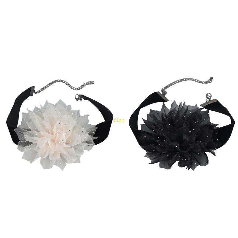 Vòng Cổ Choker Ren Hoa Đính Kim Cương Nhân Tạo Phong Cách Bohemian