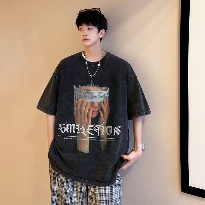 Áo Thun Cotton Ngắn Tay Phong Cách Retro Thời Trang Cho Nam