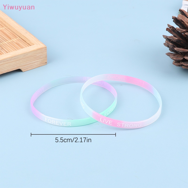 < Yiwuyuan > Set 10 Vòng Tay Cao Su Silicon Phát Quang Màu Kẹo In Chữ Thời Trang Quà Tặng Trang Sức