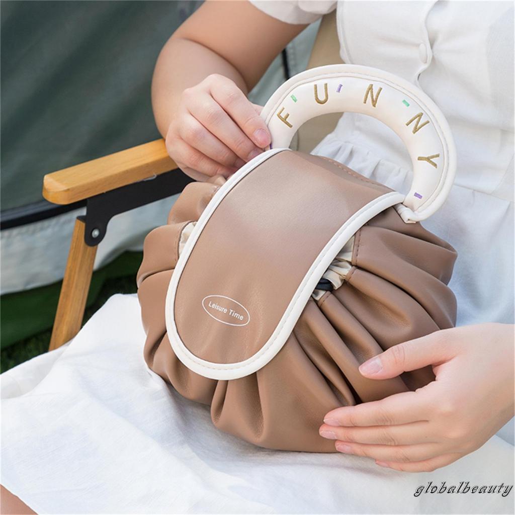 Túi Da PU Dây Rút Đựng Mỹ Phẩm Trang Điểm Đa Năng Tiện Dụng