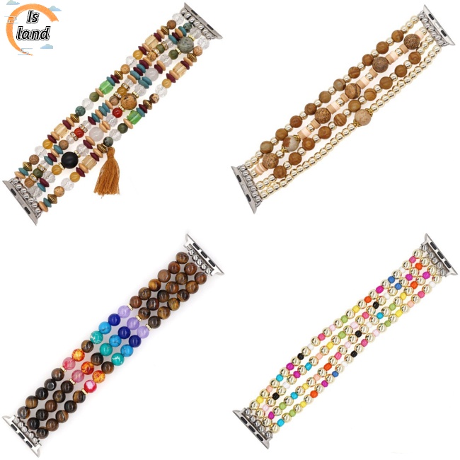 Dây Đeo Chuỗi Hạt 8mm Thay Thế Cho Đồng Hồ Iwatch 42 / 44mm