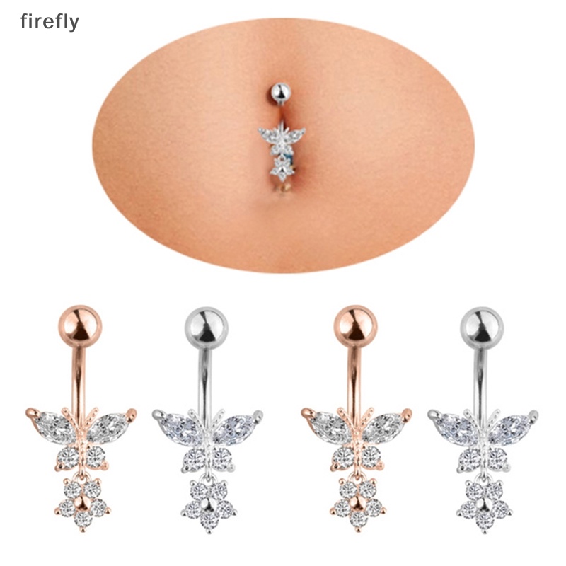 Khuyên Rốn Hình Bướm Bằng Thép Không Gỉ Đính Đá Zircon