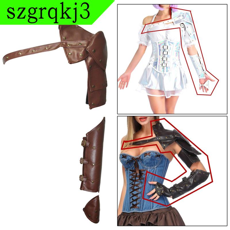 Bộ 2 Cái Cánh Tay Áo Giáp Vai Bằng Da PU Đính Đinh Tán Kim Loại Retro Gazechimp szgrqkj3