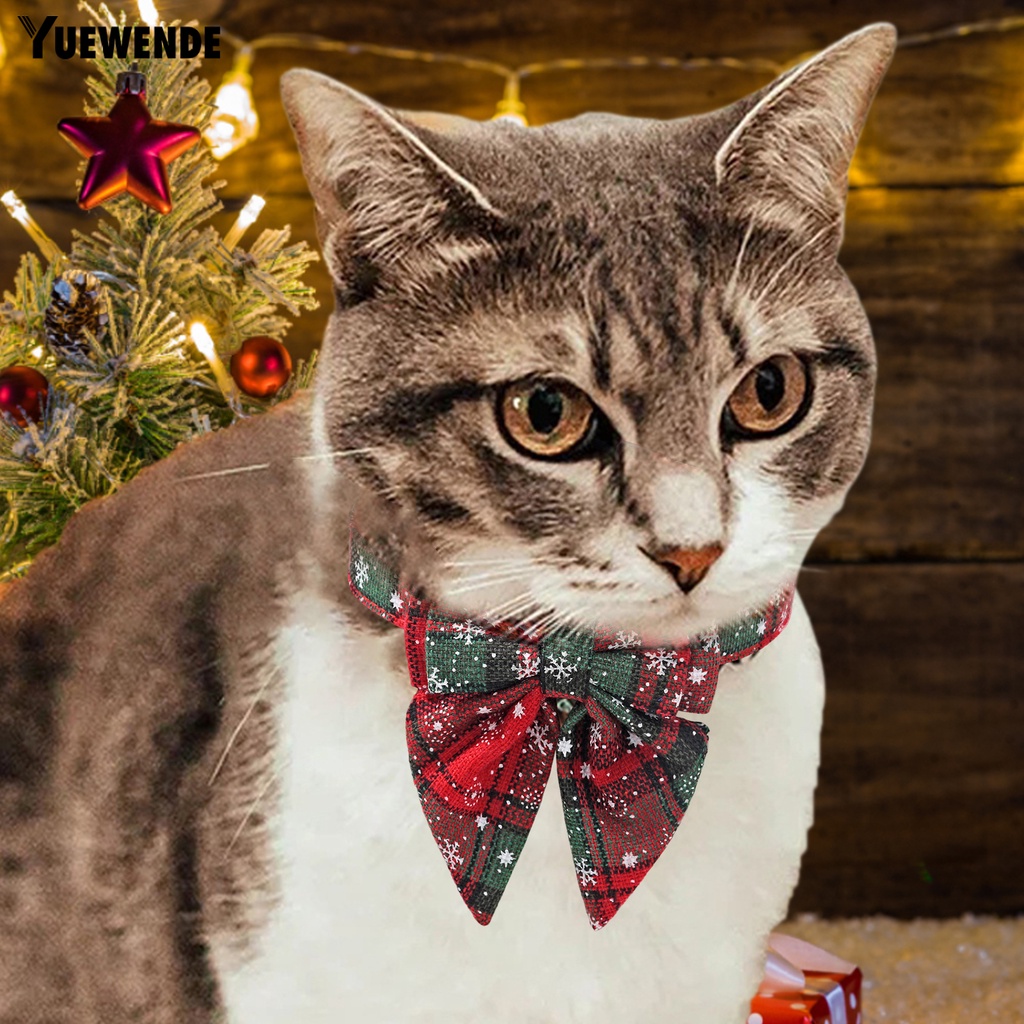 Yq.e Vòng Cổ Nhỏ Thắt Nơ Bằng Polyester Dễ Giặt Tháo Gỡ Họa Tiết Bông Tuyết Giáng Sinh Cho Thú Cưng