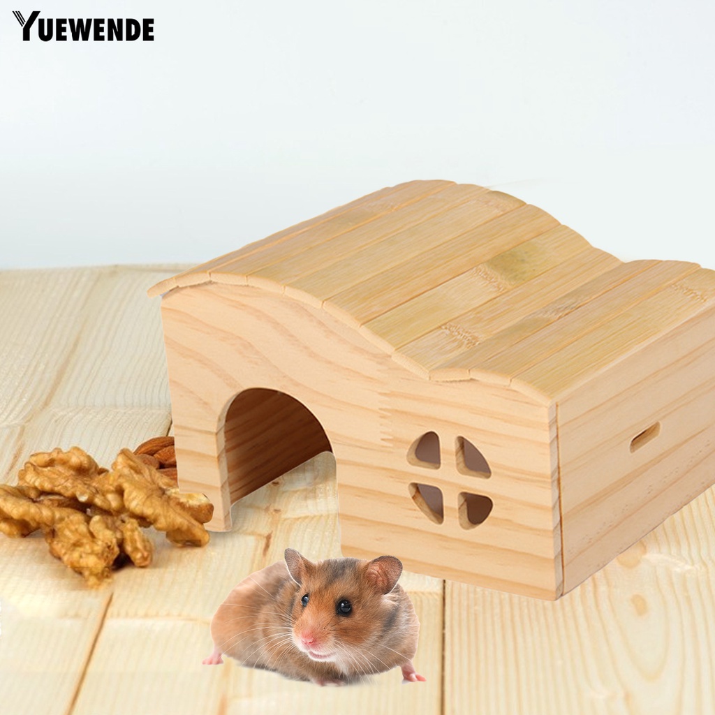 Yq.e Đồ Chơi Nhà Trốn Tìm Không Đáy Bằng Gỗ Tự Nhiên Màu Vàng Kim Cho Chuột Hamster Tập Luyện