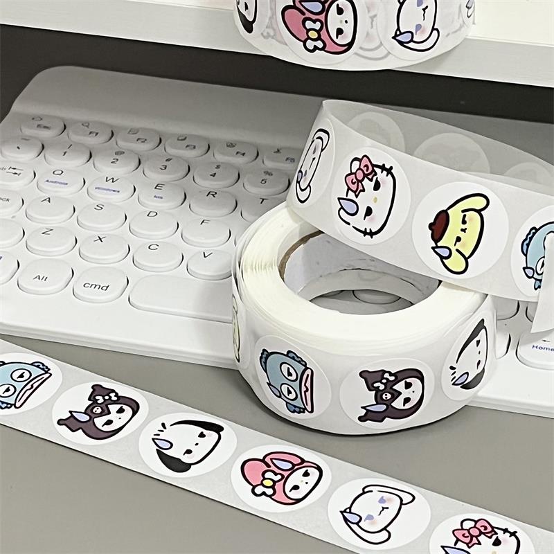 Winzige hình dán Cuộn 500 miếng dán hoạt hình ngộ nghĩnh, tem dán sticker thank you gói hàng, quà tặng