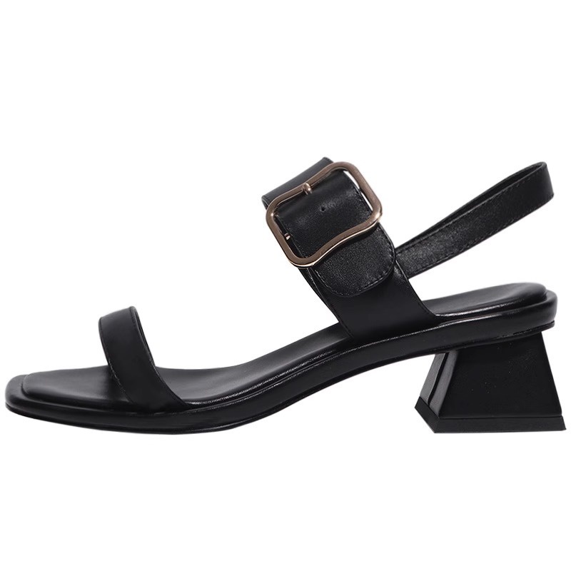 Duoya Tóc Thẳng ~ [Hàng Có Sẵn] Giày Sandal Gót Dày Hở Ngón Màu Nude Mùa Hè Cho Nữ Miễn Phí Vận Chuyển