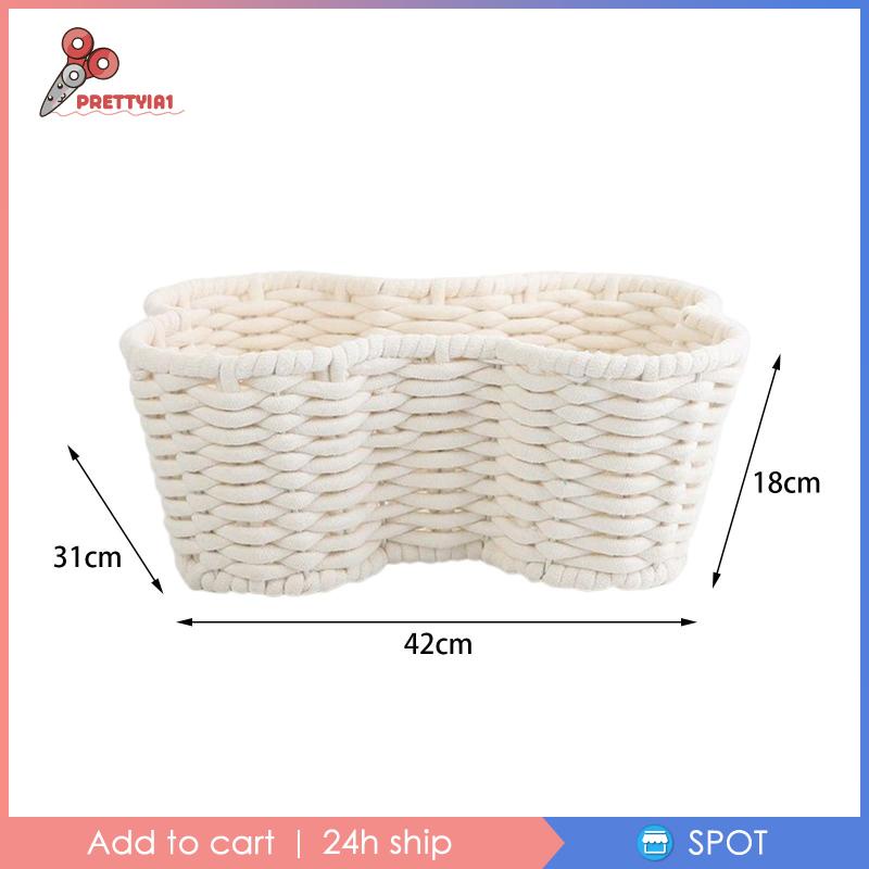 [Prettyia1] Giỏ Đựng Đồ Dùng Văn Phòng / Phòng Khách Đan Tay Mềm Mại Dung Tích Lớn