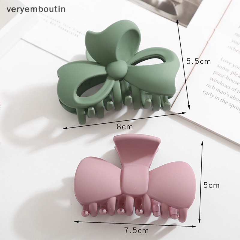 Kẹp Tóc Càng Cua Bằng Acrylic Màu Đục Đính Nơ Phong Cách Hàn Quốc Thanh Lịch