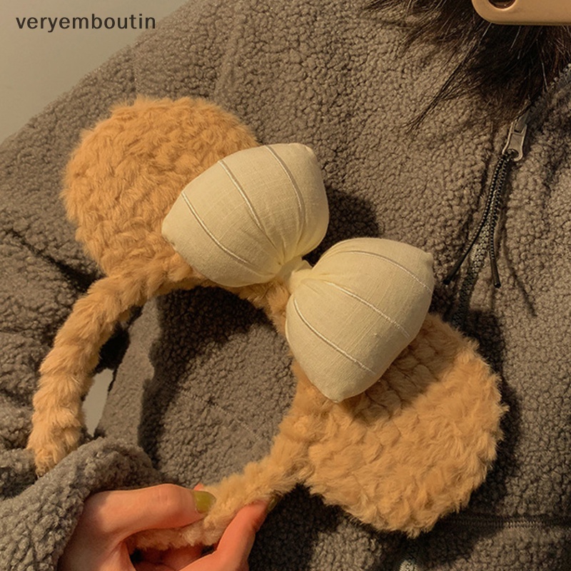 Băng Đô Cài Tóc Vải Bông Hình Tai Gấu Không Trượt Thời Trang Cho Nữ