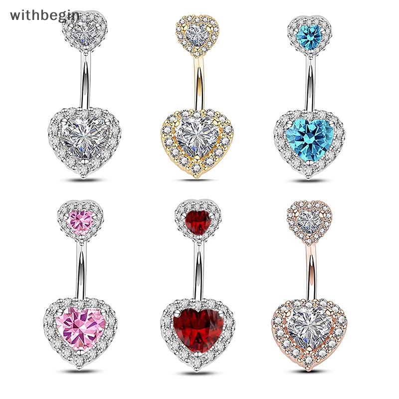 Khuyên Rốn Hình Trái Tim Đôi Bằng Thép Không Gỉ Cá Tính Cho Nữ