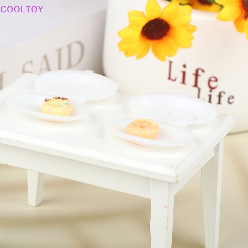 Cooltoy Set 2 Hộp Cơm Trưa Mini Hình Oval Màu Trắng Dùng Một Lần Trang Trí Tiểu Cảnh / Nhà Búp Bê 1: 12