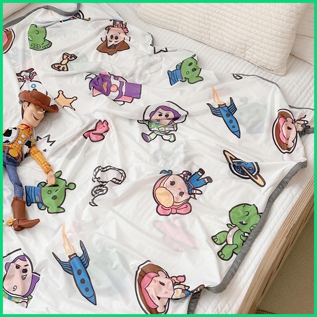 Chăn Mỏng Làm Mát Bằng Sợi Tre Thoáng Khí Họa Tiết Hoạt Hình Cho Mùa Hè