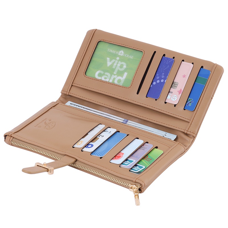 Ví Nữ Dài Da PU Gập Đôi Có Dây Kéo