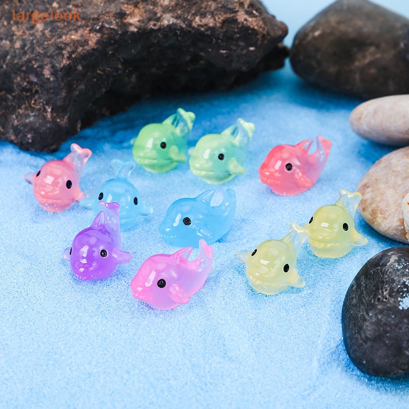 Set 5 Mặt Dây Chuyền Hình Cá Heo Bằng Nhựa Phát Quang Dễ Thương Trang Trí Tiểu Cảnh