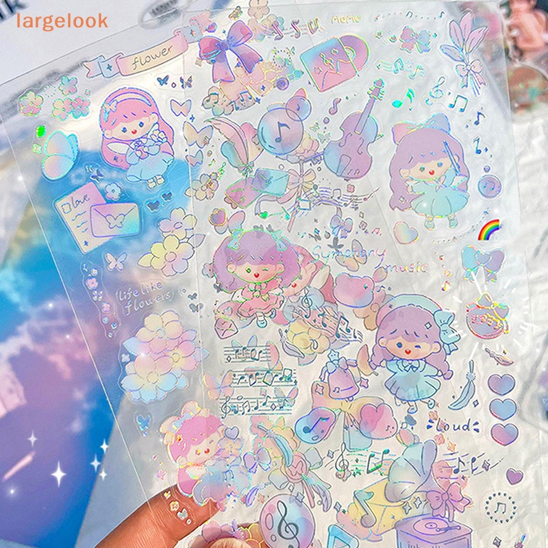 Bộ 2 Miếng Dán PET Màu Laser Lấp Lánh Trang Trí Sổ Tay