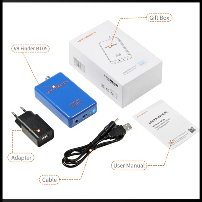 Máy Tìm Vệ Tinh Zevaret V8 Finder Bt05 Dvb S2 Gtmedia Tương Thích Với Android Ios App