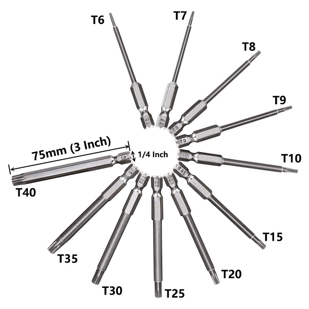 RIRIHI Set 12 Đầu Tua Vít Lục Giác 1 / 4 inch Và Đầu Vít Nam Châm Bằng Thép S2 50mm / 75mm / 100mm