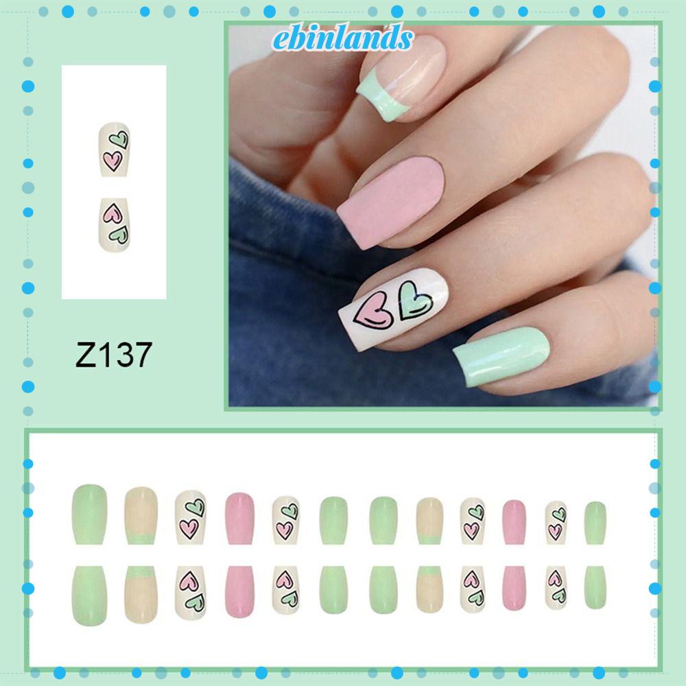 Bộ 24 Móng Tay Giả Dáng Dài Che Phủ Toàn Diện Tháo Rời Được EBINLANDS