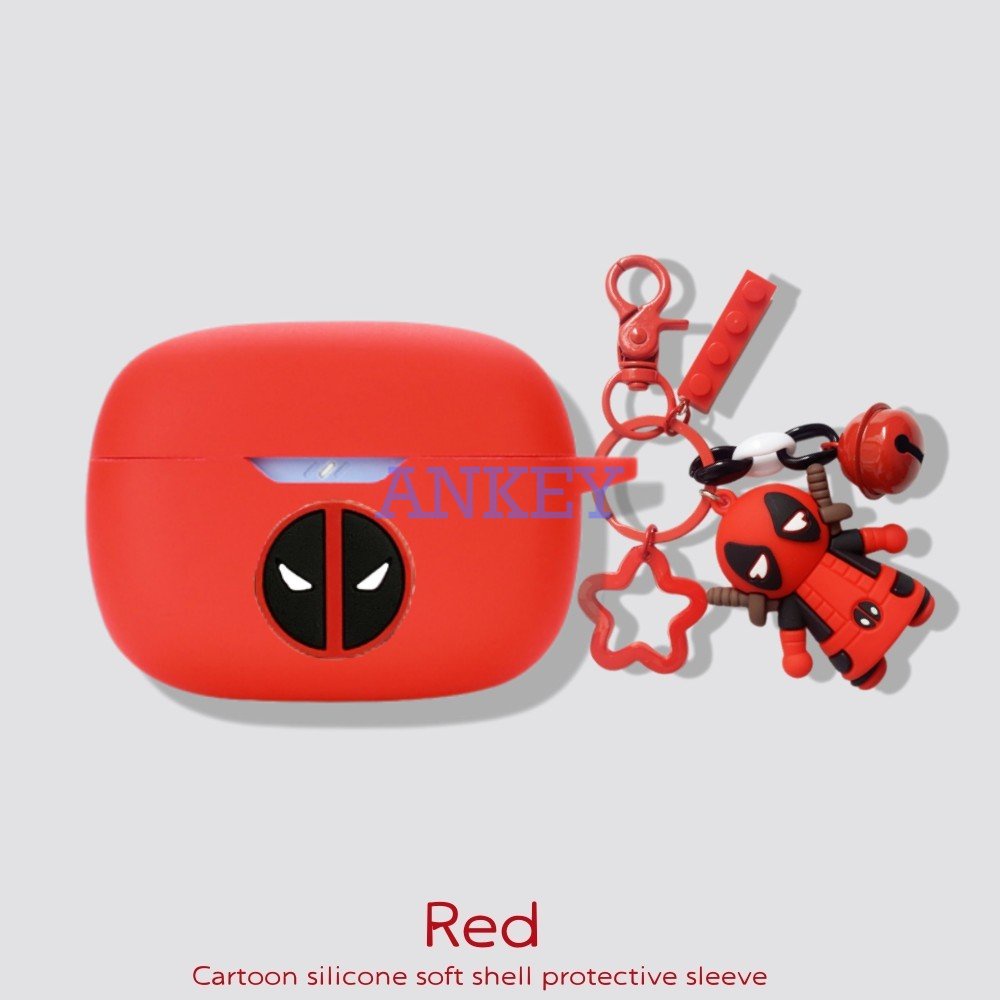 For Anker Soundcore Life Dot 3i / Note 3i / P2i P3i A20i A3i Earphone Silicone Case Black Soldiers Earbuds Protective Headphone Cover Headset Skin with Pendant